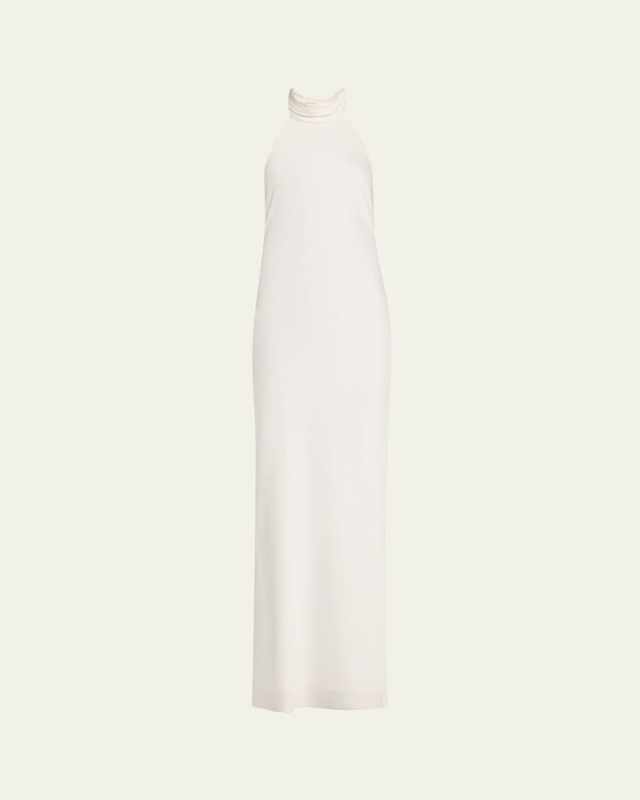 Tatiana Low-Cut Halter Column Gown